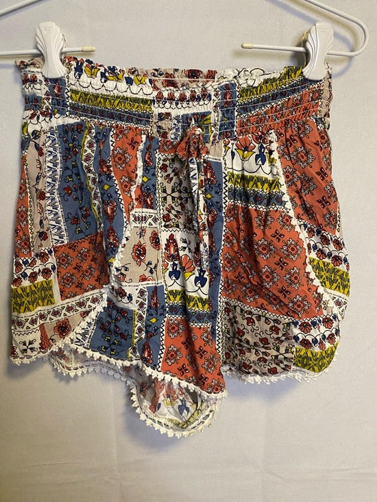 Primark Pants - Primark Patchwork Floral High Waist Shorts - Red, Blue, Cream